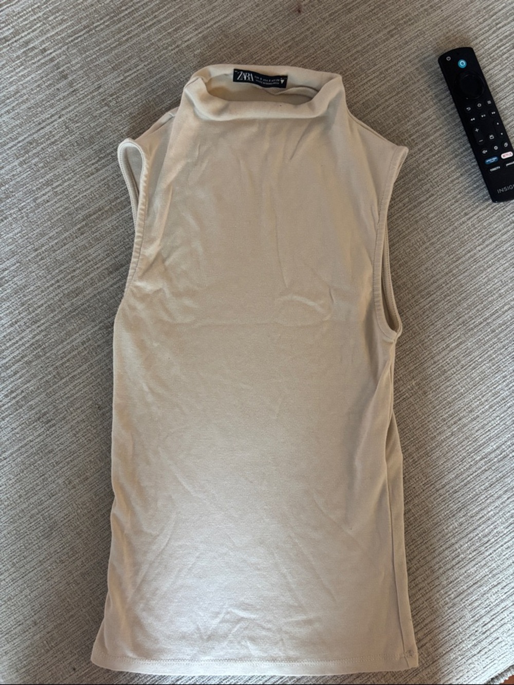Zara Cream Sleeveless Mock Neck Tank